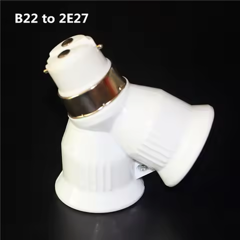 1Pcs Fireproof ABS Material 2A Lamp Base B22 to 2 E27 Adapter Socket B22 to 2E27 LED Light Bulb Hold