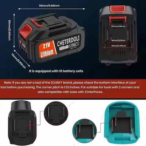 21V 6.0Ah Battery for Makita Power Tools, 5S2P Li-ion Battery Pack Charging Overheat Protection, Saf