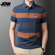 Men's Cotton Lapel Summer Colorblock Striped Casual Short Sleeve T-Shirt Mercerized Cotton Polo Shirt i