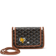 Goyard Black Goyardine Canvas and Tan Chevroches Calfskin Plumet Pocket Wallet