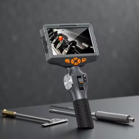 TD500 6.5/3.9MM Dual Lens Articulating Borescope 1080P 5 Inch IPS Two Way 360° Steering Endoscope Ca