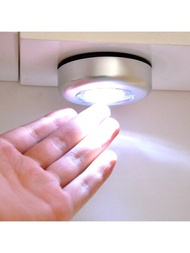 1入組圓形LED觸控燈，床頭櫃夜燈，貼式燈可用於汽車後備箱、走廊、浴室、臥室、廚櫃及家居裝飾，不含電池