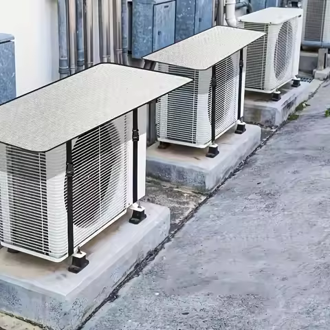 Silver Gray Outdoor AC Unit Cover, Fireproof Waterproof Dustproof Air Conditioner Protector with Saf