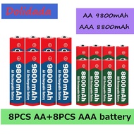 AA+AAA battery 1.5V AA 9800 mAh+1.5V AAA 8800 mAh Alkaline1.5V Rechargeable Battery For Clock Toys C