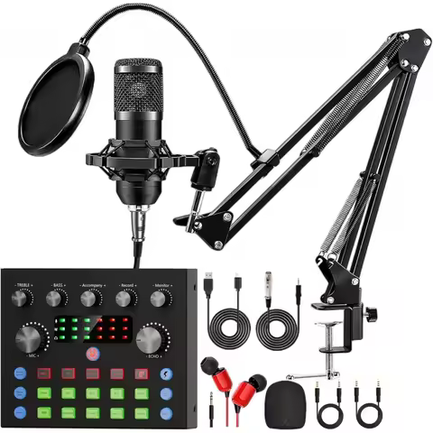 Sound Card Audio Professional Podcasting Headset Microphone Interface for Laptop Live Streaming YouT