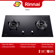 Rinnai Built-In Hob (88CM/5.5kW) 2-Burner Cast Iron Pan Support Hyper Burner Gas Hob RB-92G