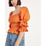 PO167 AB755476 Baju Atasan Wanita Blouse Korea Import Orange Oren