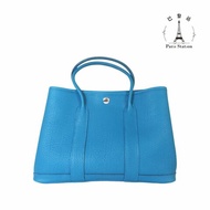 【巴黎站二手名牌專賣店】＊現貨＊HERMES 愛馬仕 真品＊X刻 Garden Party湖水綠牛皮銀釦GP 30手提包