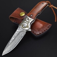 AUBEY Damascus Pocket Knife with Clip, Damascus Knife Folding Knife with VG10 Damascus Steel Blade, 