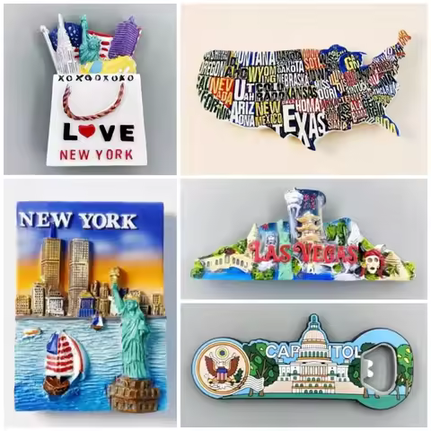 America Fridge Stickers Boston Souvenirs United States San Francisco Chicago Los Angeles Grand Canyo