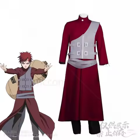 Sabaku No Anime Cosplay Gaara Costume Ninja Hokage Kazekage Clothing Wig Adult Coat Vest Pant Carniv