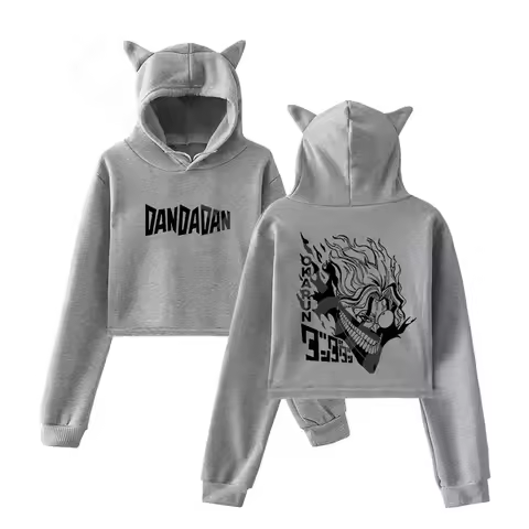 Dandadan Okarun Anime Short Hoodie Fashion Longsleeve Streetwear Wear Hip Hop Cat Ear Clothing Uniqu