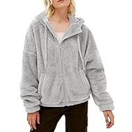 YBENLOVER Women's Fleece Jacket Winter Warm Hoodies Hoodie Teddy Sweatshirt Hooded Jacket with Zip