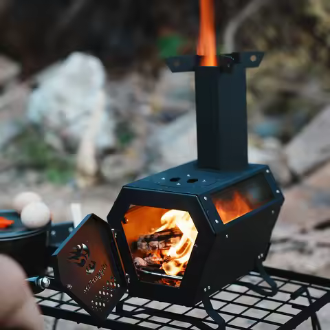 Camping Rocket Stove, Portable Outdoor Wood-Burning Stove, Smokeless Wood-Burning Rocket Stove, Carb