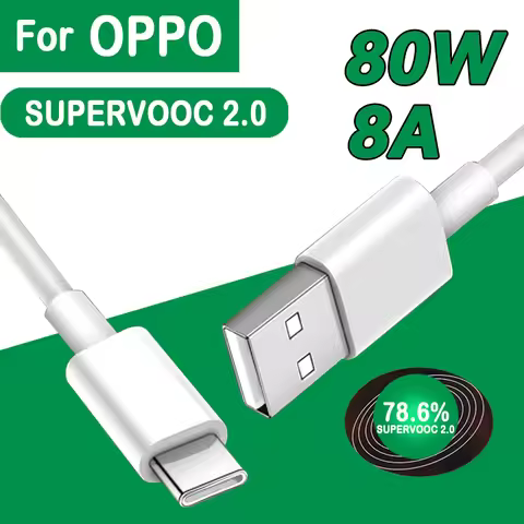 For OPPO 80W SUPERVOOC 2.0 Fast Charger Cable USB Type C 8A For Reno8 Reno9 Reno10 Pro+ K10 Find X5 