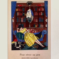 本店獨立印製法國1919年VINTAGE藝術月刊內頁插畫 - 少女的夢