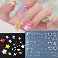 1 cái Y2K Nails Star Heart 5D Embossed DIY Nail Art Decorations Stencil Silicone Khắc Khuôn, Nail Ar