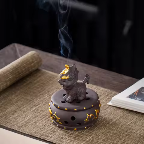 Kirin Disc Incense Burner Purple Sand Creative Aromatherapy Burner Household Indoor Incense Burner O