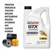 Castrol GTX ULTRACLEAN 15A66D 5W30 Motor Oil 4.73Liter +Oil Filter Proton Perodua Toyota Honda Nissa