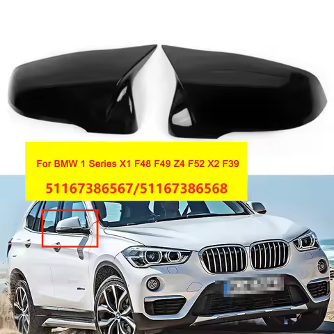 For BMW 1 Series X1 F48 F49 X2 F39 Z4 F52 Reverse Mirror Case Niu Horn Gloss Black Carbon Fiber 5116