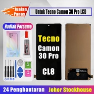 Techparts LCD Untuk Tecno Camon 30 Pro CL8 + Bahagian skrin + Set pemutar skru percuma + Gam