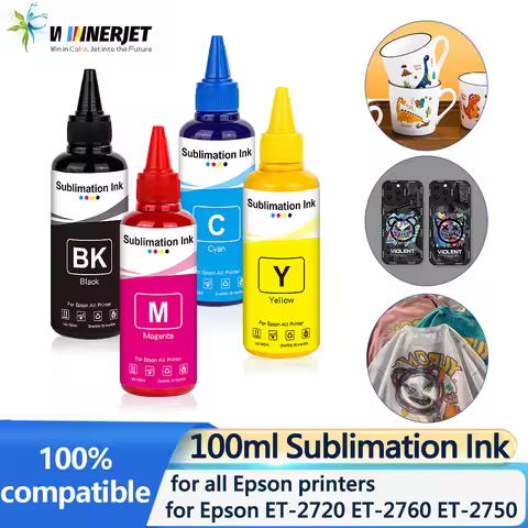 Winnerjet Sublimation Ink 100ML 4Colors/Set For Epson All Printer ET-1800 ET-1810 ET-2750 ET-2751 ET