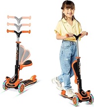 Kids Scooter – Foldable Seat – LED Wheel Lights Illuminate When Rolling – Children and Toddler 3 Whe