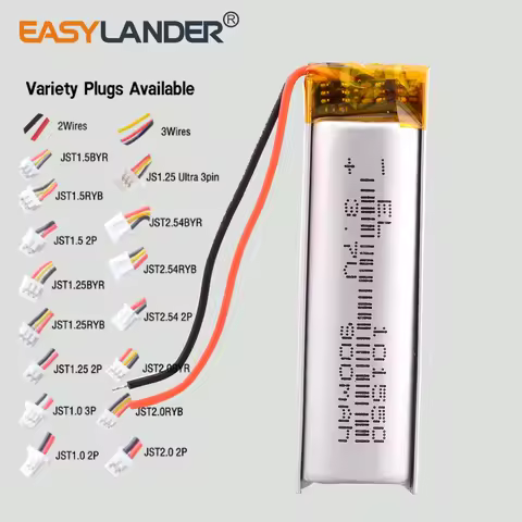 JST PH2.0 2P MX1.25mm 2P 101550 3.7V 900mAh Rechargeable Lithium Polymer Battery Lipo Batteries