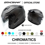 Gracshaw G535 Gennex Chromatic Plain Colours Helmet Double Visor Open Face Motorcycles Helmets