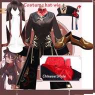 accounts in genshin impact Hutao Cosplay Costume Uniform Wig hat Anime Game Hu Tao Chinese Style Halloween Women kids girl child