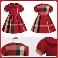 Dress for Baby Girl 1 Years Old Fashion Short Sleeve Red Plaid Birthday Dress for Kids Girl 2-7 Years Old Elegant Wedding Party Princess Dresses