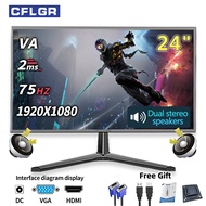 Monitor PC 24Inch Monitor Gaming 75HZ Wiht VGA HDMI Speaker Lcd Monitor Display Screen 24Inch Gaming