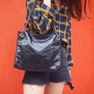 Foreign Channel L Oil Wax Leather Shopping Bag Shoulder Bag Handbag