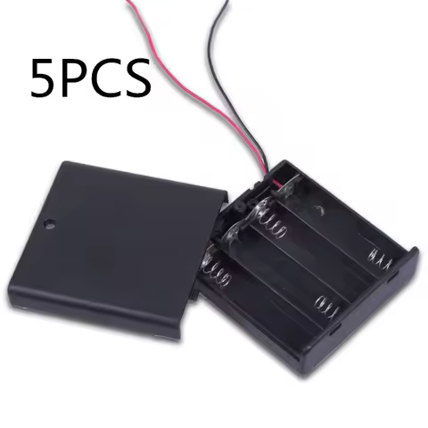 5PCS AA battery case AA * 4 with red and black line with a cover switch 4 series series 1.5V battery