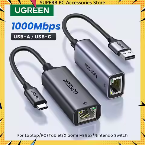 New UGREEN USB Ethernet Adapter USB 3.0 Network Card to RJ45 Lan for PC Windows 10 Xiaomi Mi Box 3/S