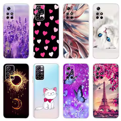 For Xiaomi Redmi Note 11 5G Case Transparent Lavender Flowers Printing Back Shell For Xiomi Redmi No