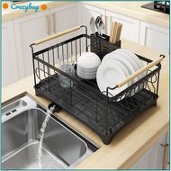 CR Dish Drying Rack, Dish Drainer, With Drainboard, Utensil Holder, Adjustable Swivel Spout, Rustproof Dish Drainer,