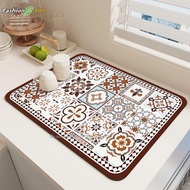 FAMY Tableware Drying Mat Printed Coffee Machine Drain Pad Countertop Absorbent Draining Mat Placema