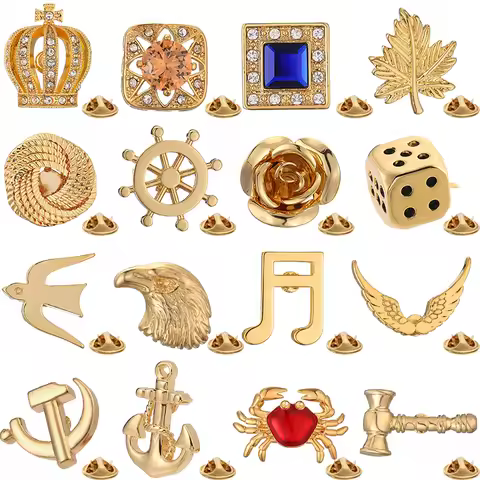 Party emblem music boat anchor crystal brooch men's wedding suit lapel badge dice pin, manufacturer 