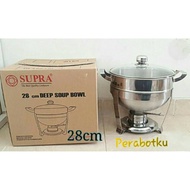 SUPRA Deep Soup Bowl 28cm Glass Lid Buffet pan stainless steel vegetable heater Glass Lid 28 cm