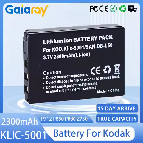 KLIC-5001 DB-L50 2300mAh Camera Rechargeable Battery for Kodak Easyshare P712 P850 P880 Z730 Z760 Z7