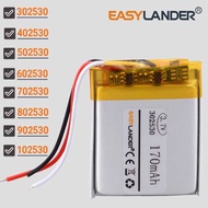 3Wires 3 4 302530 3.7V 200Mah Rechargeable Li Polymer Lithium Lipo Battery 402530 502530 602530 7025