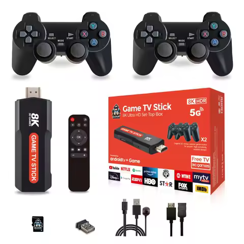 Q9 USB 2.0 Dual System Game Stick 8K Retro Video Games Console with Wireless Controller 64G TV Stick