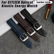 For CITIZEN Blue Angel Men Radio Wave Watch AT8020-54L/8020-03L/JY8078 curved end Genuine Leather Watchband Bracelet Strap 22mm 23mm 21mm