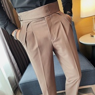 Men ♚ autumn and winter trousers men's new Gurkha high-waisted casual suit trousers with Paris buckl