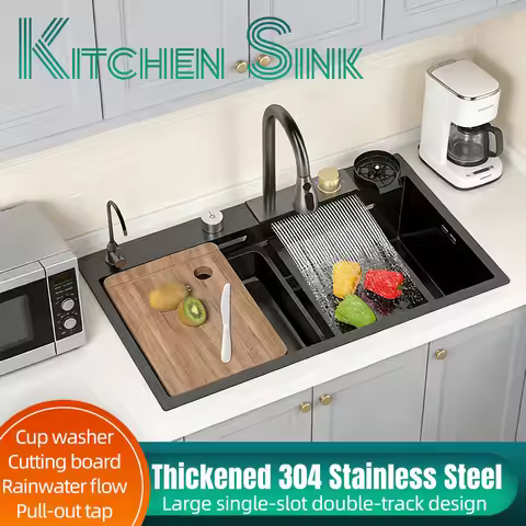 68*45cm 80*45cm double-track Kitchen Sink Multifunctional combination Drain basket Cutting board Bas