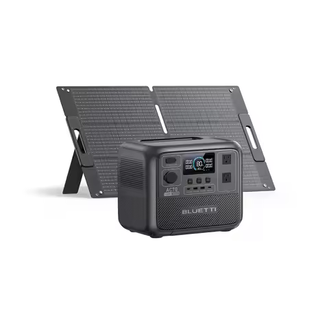 AC70 Solar Generator with 100W Solar Panel (Ships Separately), 768Wh Portable Power Station with 2 1