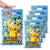 10-40pcs Pikachu Birthday Gift Bag Pokemon Figures Pokemon Gift Bag Pikachu Plastic Candy Bag Packag