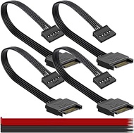 4 PCS 15 Pin SATA Power Extension Cable SATA Male to Female Extender Cable Adapter with Cable Tie(12