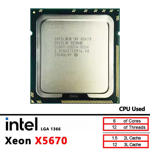 Intel Xeon X5670 2.933 GHz Used Six-Core Twelve-Thread CPU Processor 12M 95W LGA 1366